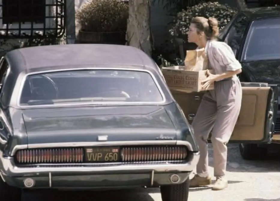 Actress Jane Fonda with her Mercury Cougar - c1982.webp