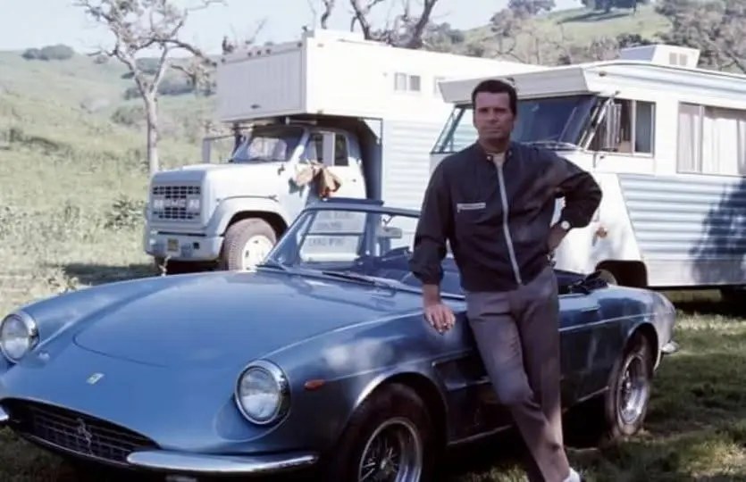 James Garner with his Ferrari 330 GTS Spyder.webp